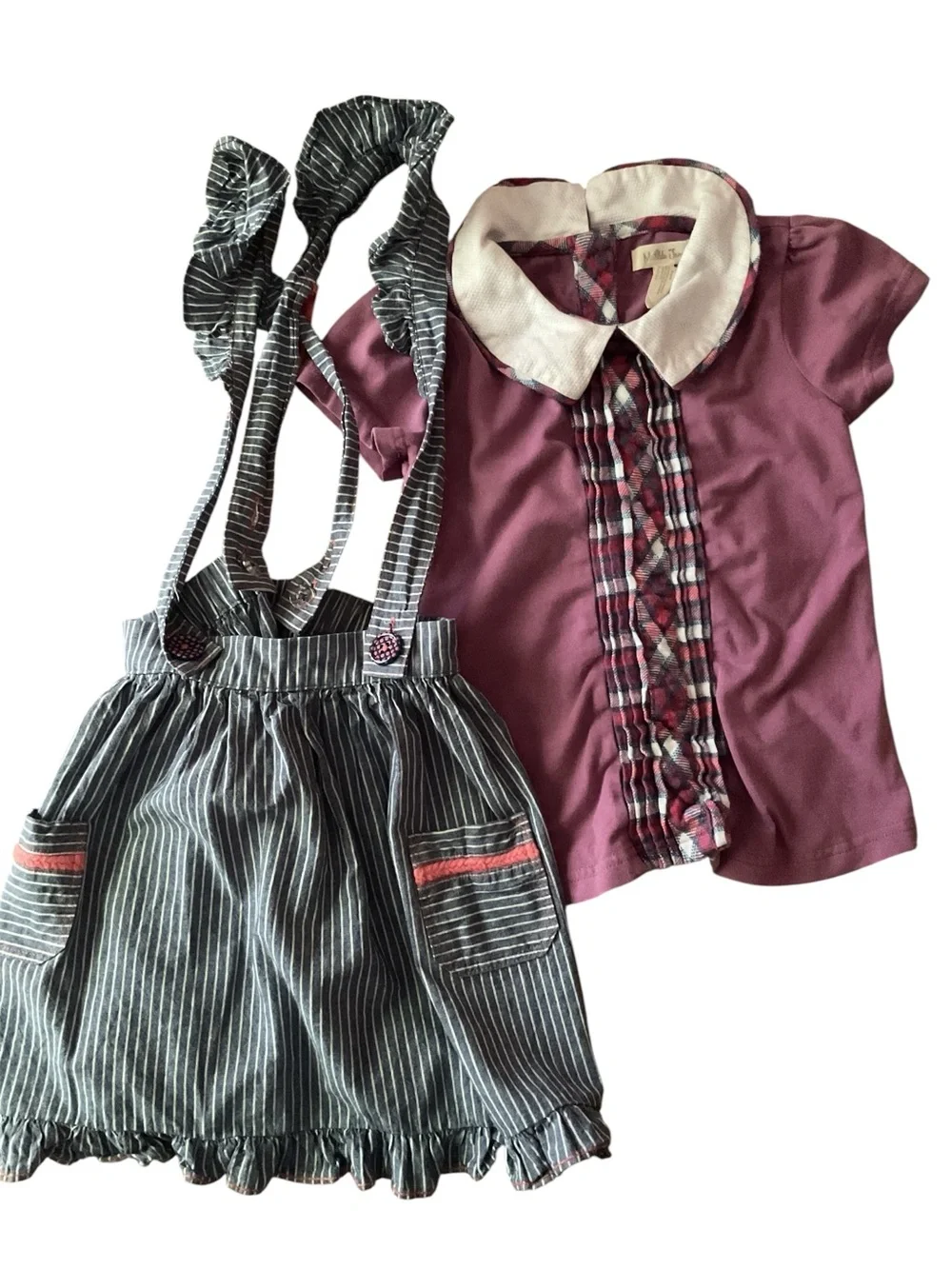 Matilda Jane On The double skirt suspenders & collared Katherina top sz 6 set